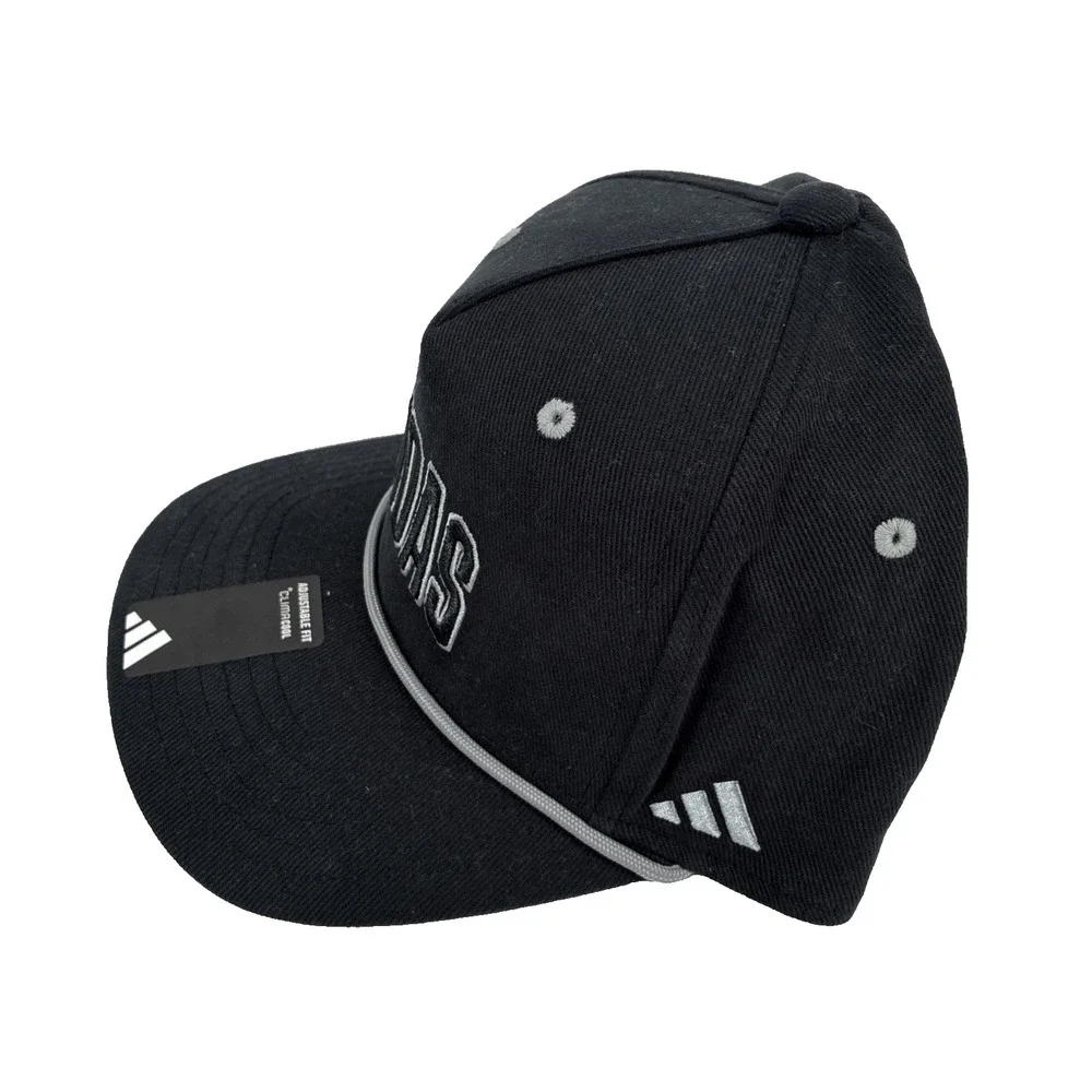 New Mens Adidas SnapBack Adjustable Black Hats Spellout Logo NWT
